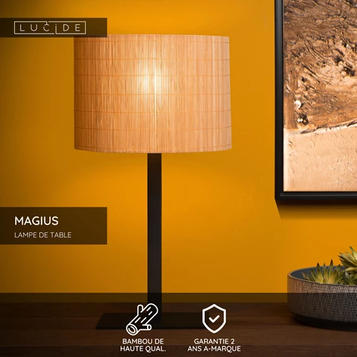 Lucide MAGIUS - Lampe de table - Ø 28 cm - 1xE27 - Naturel - USP